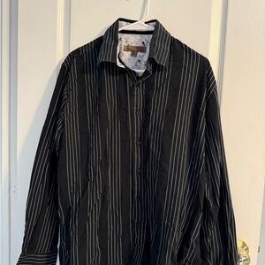 Men's Black Striped Shirt Jacket